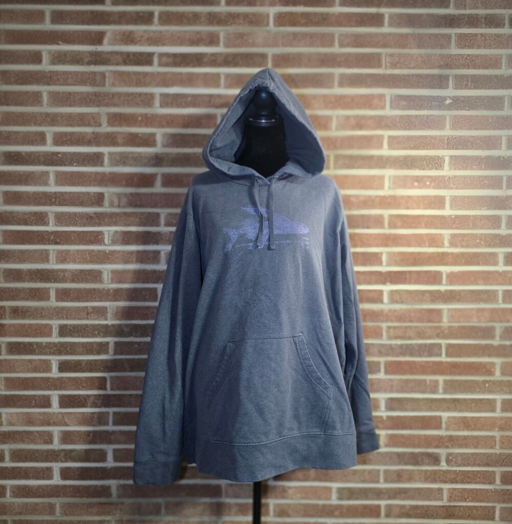 Patagonia Flying Fish Pullover Hoodie Sweatshirt Gray